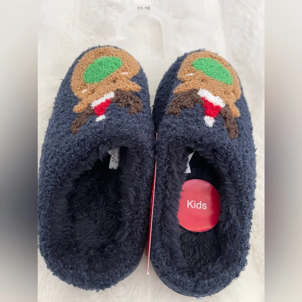 FAMILY PAJAMAS Little Kid's Reindeer Closed-Toe slippers Size 11-12 Navy